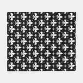 Zwart Fleur-de-lis Patroonontwerp Fleece Deken (Voorkant (Horizontaal))