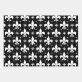 Zwart Fleur-de-lis Patroonontwerp Inpakpapier Vel (Voorkant 2)