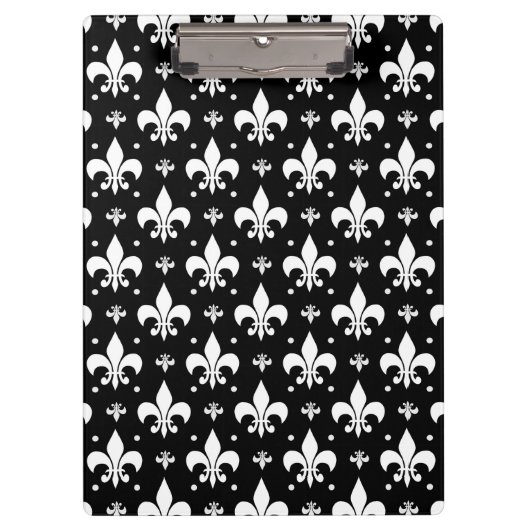 Zwart Fleur-de-lis Patroonontwerp Klembord (Voorkant)