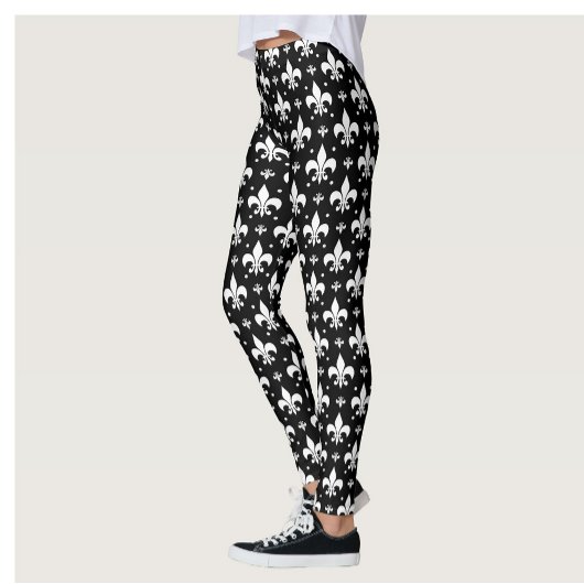 Zwart Fleur-de-lis Patroonontwerp Leggings