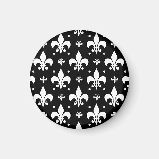 Zwart Fleur-de-lis Patroonontwerp Magneet (Voorkant)
