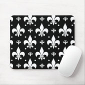 Zwart Fleur-de-lis Patroonontwerp Muismat (Met muis)
