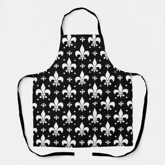 Zwart Fleur-de-lis Patroonontwerp Schort (Voorkant)