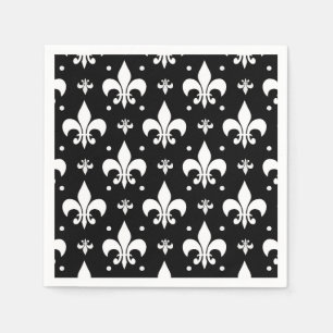 Zwart Fleur-de-lis Patroonontwerp Servet