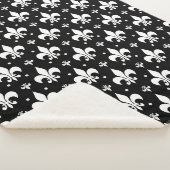 Zwart Fleur-de-lis Patroonontwerp Sherpa Deken (3/4)