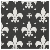 Zwart Fleur-de-lis Patroonontwerp Stof (Close Up)