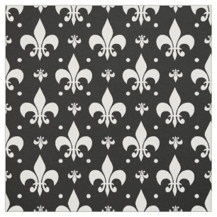 Zwart Fleur-de-lis Patroonontwerp Stof