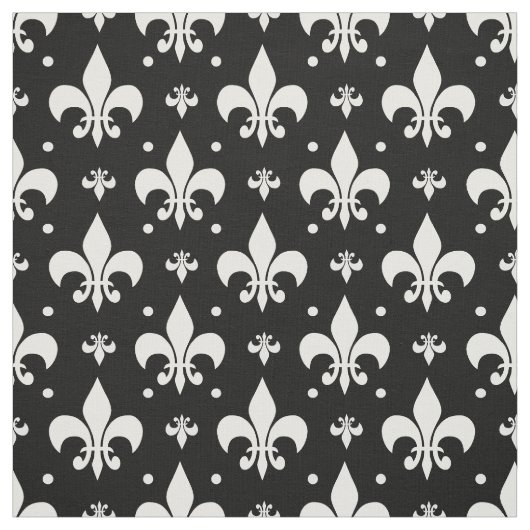 Zwart Fleur-de-lis Patroonontwerp Stof (Swatch)