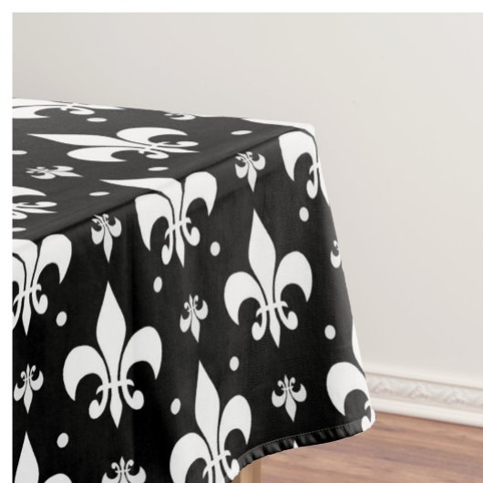 Zwart Fleur-de-lis Patroonontwerp Tafelkleed