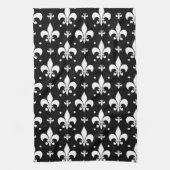 Zwart Fleur-de-lis Patroonontwerp Theedoek (Verticaal)