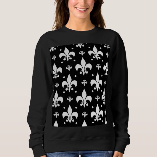 Zwart Fleur-de-lis Patroonontwerp Trui (Voorkant)