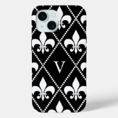 Zwart Fleur de Lis w / monogram Case-Mate iPhone Case (Achterkant)