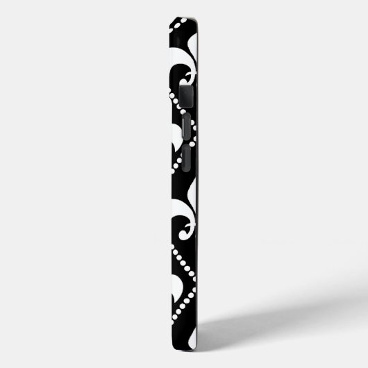 Zwart Fleur de Lis w / monogram Case-Mate iPhone Case (Achterkant / Links)