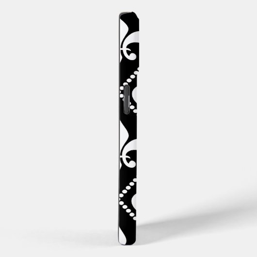 Zwart Fleur de Lis w / monogram Case-Mate iPhone Case (Achterkant / Rechts)