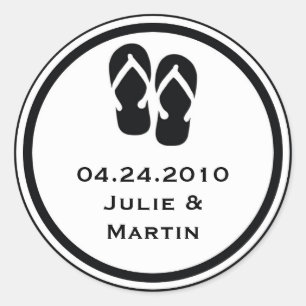 Zwart flip flop string bruiloft gunst label seal l