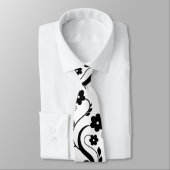 Zwart Floral 2 uniek zwart-wit Stropdas (Gebonden)