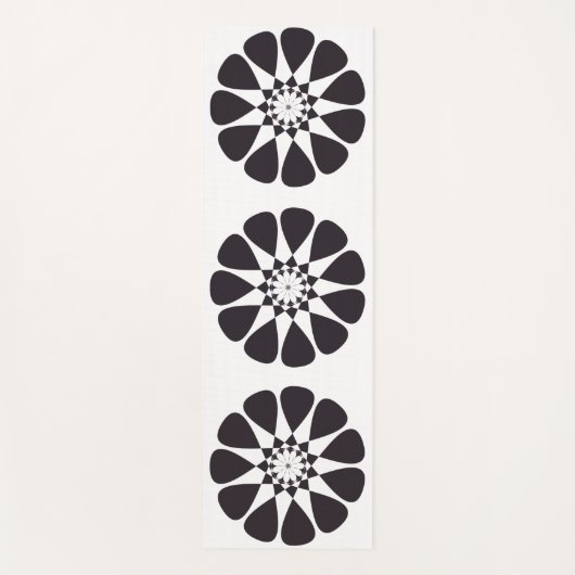 Zwart Floral design Yogamat (Voorkant)