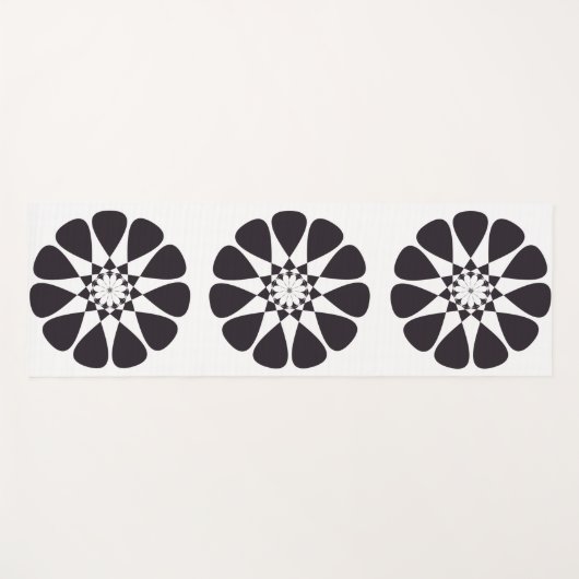 Zwart Floral design Yogamat (Voorkant (horizontaal))