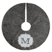 Zwart Floral Leaf Tree Monogram Initialen boomrok Kerstboom Rok (Voorkant)