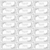  zwart Floral Line Art gastadres Sticker (Voorkant)