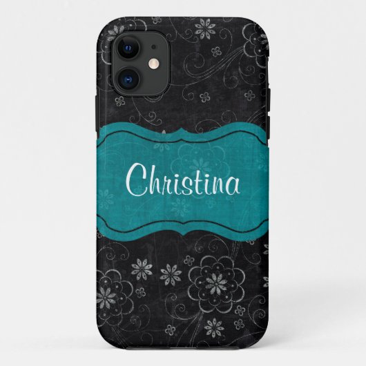 Zwart Floral Mate ID™ iPhone 5 Hoesje (Achterkant)
