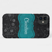 Zwart Floral Mate ID™ iPhone 5 Hoesje (Achterkant (horizontaal))