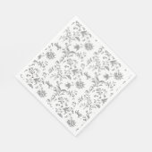 Zwart Floral Papier Napkin Servet (Hoek)