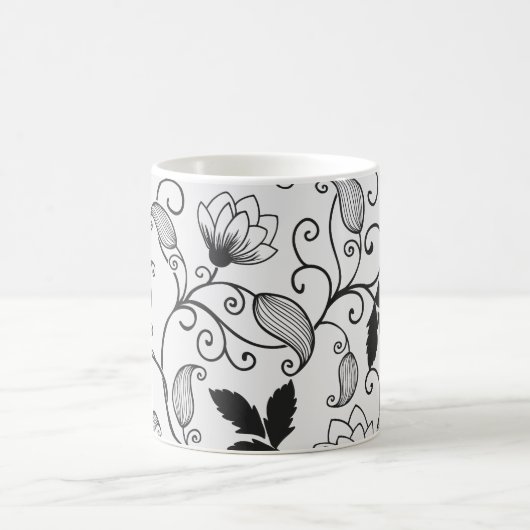 Zwart Floral-patroon aanpassen Koffiemok (Center)