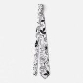 Zwart Floral-patroon aanpassen Stropdas (Achterkant)