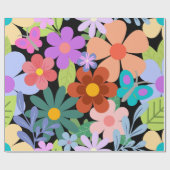  zwart Floral patroon Cadeaupapier (Vlak)