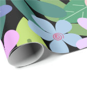  zwart Floral patroon Cadeaupapier (Rol Hoek)