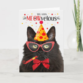 Zwart Fluffy Cat MEOWvelous Verjaardag Kaart