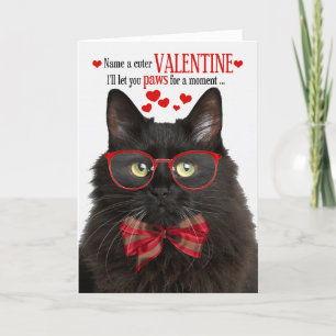 Zwart Fluffy Cat Valentijnsdag Feline Humor Feestdagen Kaart