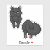 Zwart Fluffy Kat Booty Sticker (Vel)