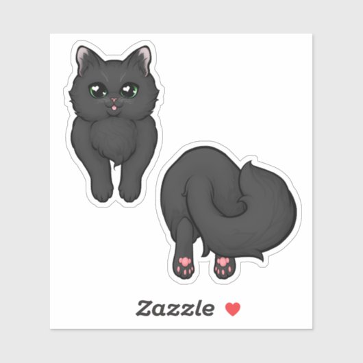 Zwart Fluffy Kat Booty Sticker (Vel)