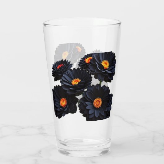 Zwart fluweel bloemen glas (Achterkant)