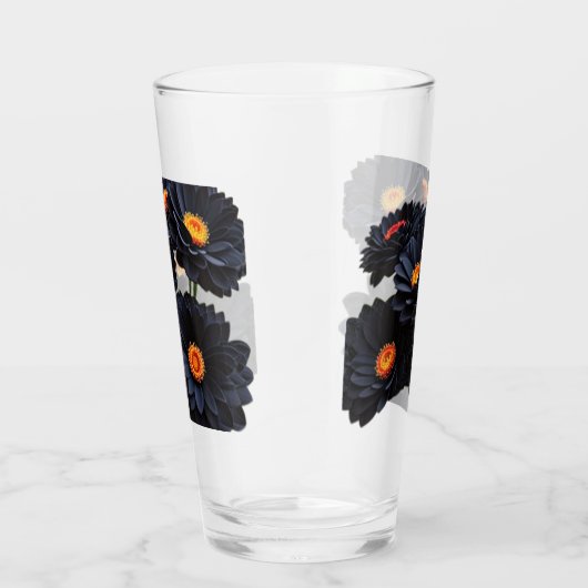 Zwart fluweel bloemen glas (Rechts)