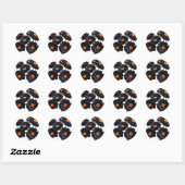 Zwart fluweel bloemen ronde sticker (Vel)