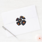 Zwart fluweel bloemen ronde sticker (Envelop)