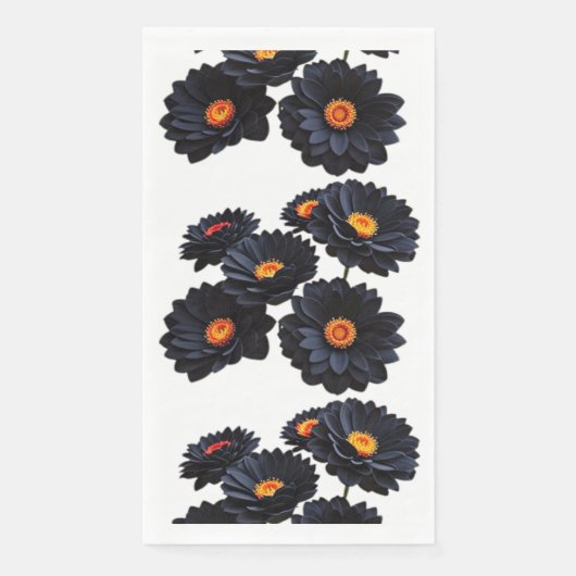 Zwart fluweel bloemen servet (Voorkant)