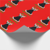 Zwart Fluweel Engel Rood Inpakpapier (Hoek)