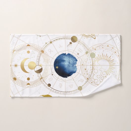 Zwart Fluweel Goud Hemelse Astrologie Bad Handdoek (Handdoek)