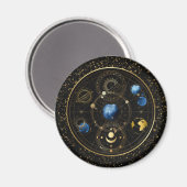 Zwart Fluweel Goud Hemelse Astrologie Magneet (Voorkant / Achterkant)