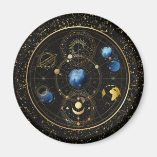 Zwart Fluweel Goud Hemelse Astrologie Magneet
