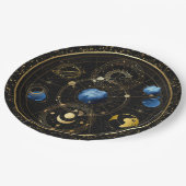 Zwart Fluweel Goud Hemelse Astrologie Papieren Bordje (Gekanteld)