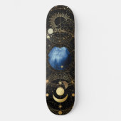 Zwart Fluweel Goud Hemelse Astrologie Persoonlijk Skateboard (Voorkant)