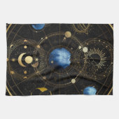 Zwart Fluweel Goud Hemelse Astrologie Theedoek (Horizontaal)