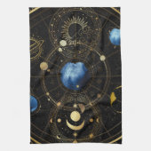 Zwart Fluweel Goud Hemelse Astrologie Theedoek (Verticaal)