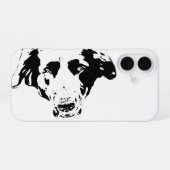 Zwart fluweel, heldere ogen iPhone 16 hoesje (Achterkant horizontaal)