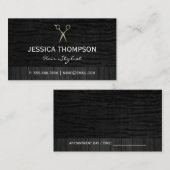 zwart fluweel | houtversiering visitekaartje (Voorkant / Achterkant)